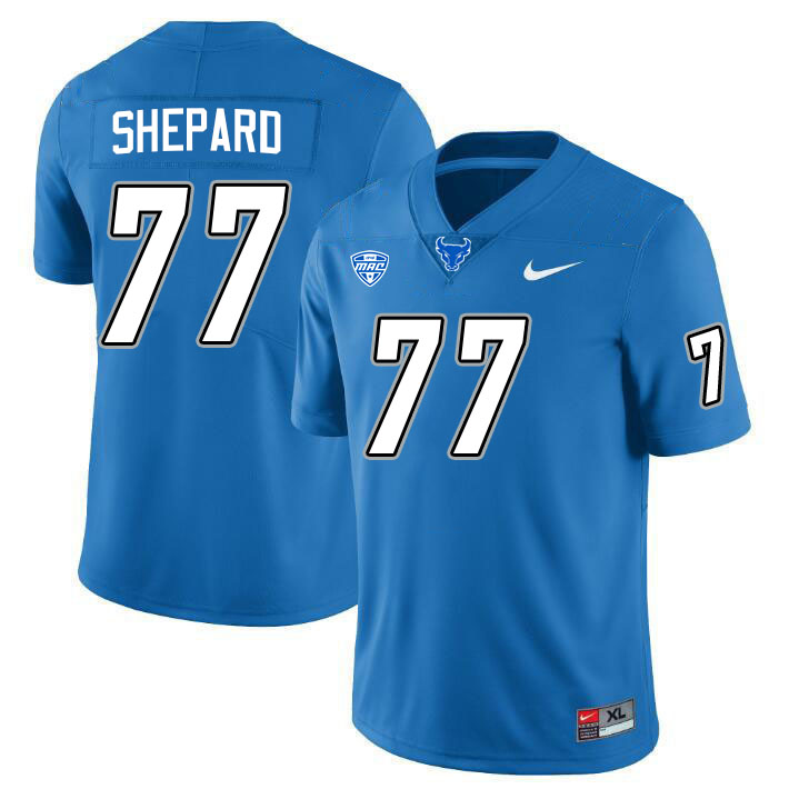Buffalo Bulls #77 Caelan Shepard College Football Jerseys Stitched Sale-Blue